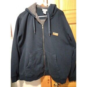 L.L. Bean Full Zip Hoodie Fleece Sherpa Lined Men's L Navy Blue Hooded 512273